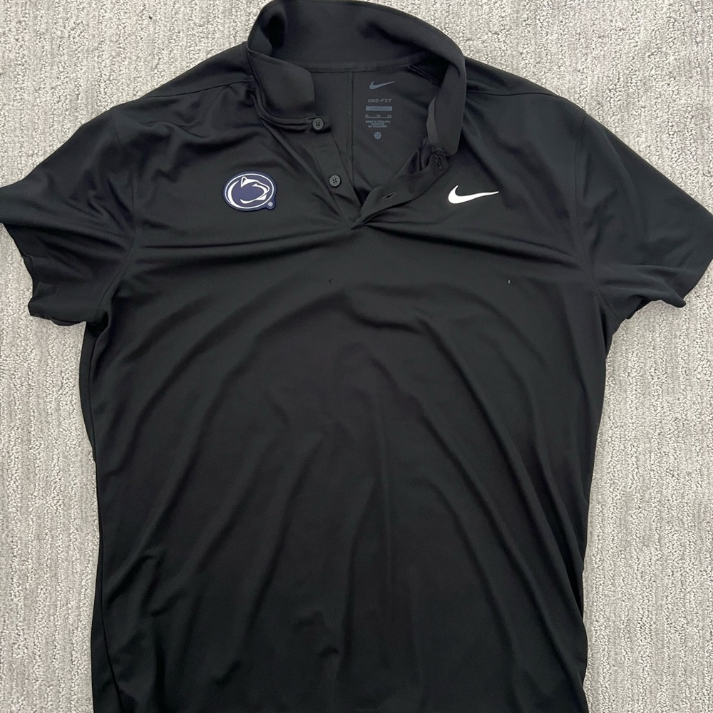 Nike Men’s Black Polo with White Swoosh and Small Crest